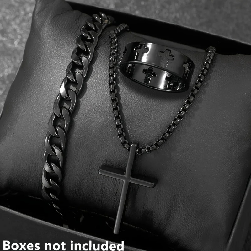 Men Accessories Ring And Bracelet - مجموعة إكسسوارات متعددة الأنماط: سوار وقلادة