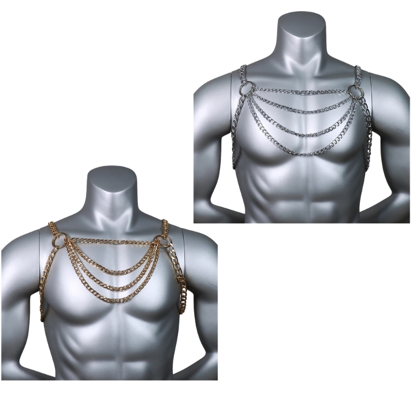 Men'S Accessories Chain - الرجال مثير الجسم المعدني الصدر سلسلة
