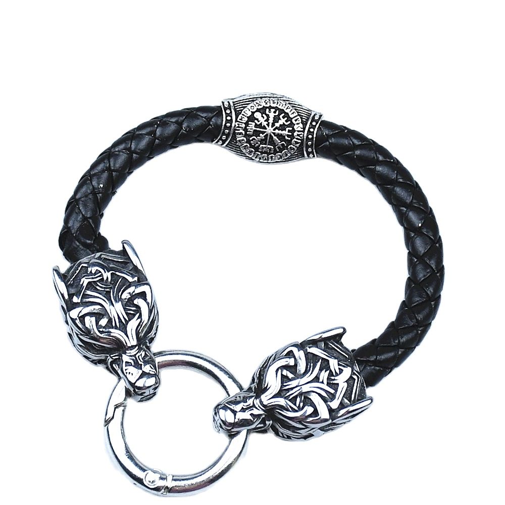 Men Accessories Ring And Bracelet - أساور رأس الذئب من الفولاذ المقاوم