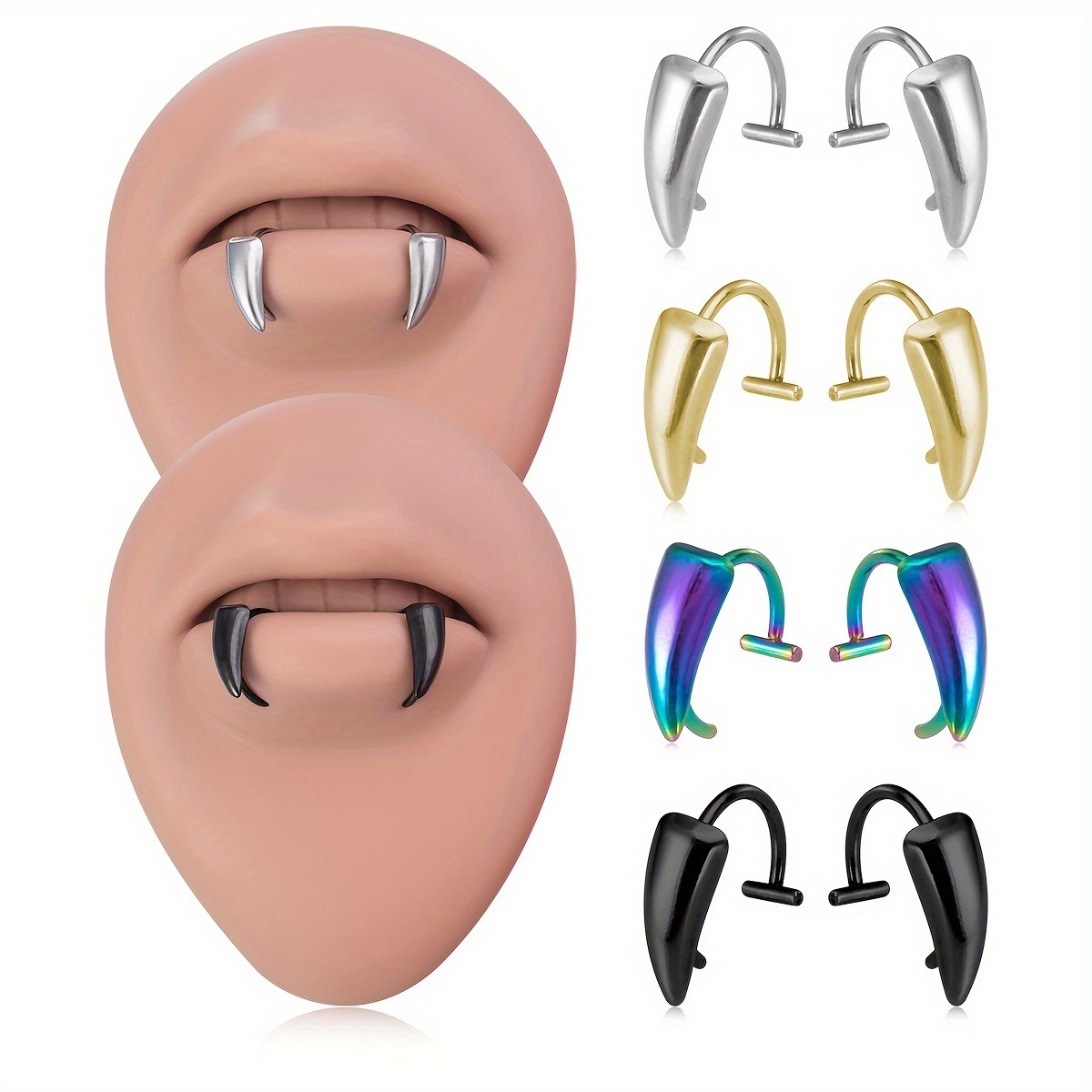 Men'S Vampire Accessories - 1pair الفولاذ المقاوم للصدأ مصاص دماء