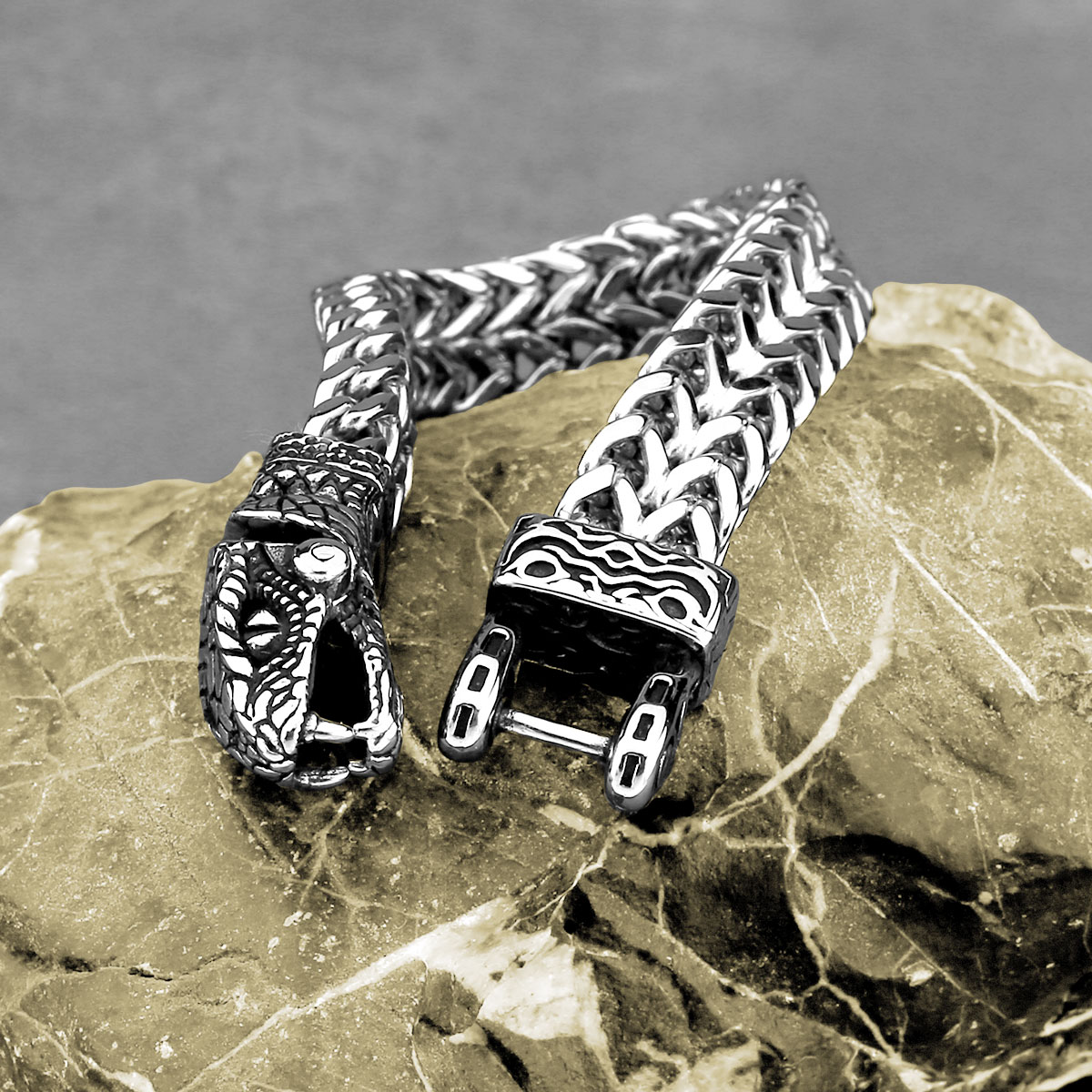 تصميم جديد فايكنغ الأفعى رئيس  - مراجعة Men Accessories Ring And Bracelet وسعره