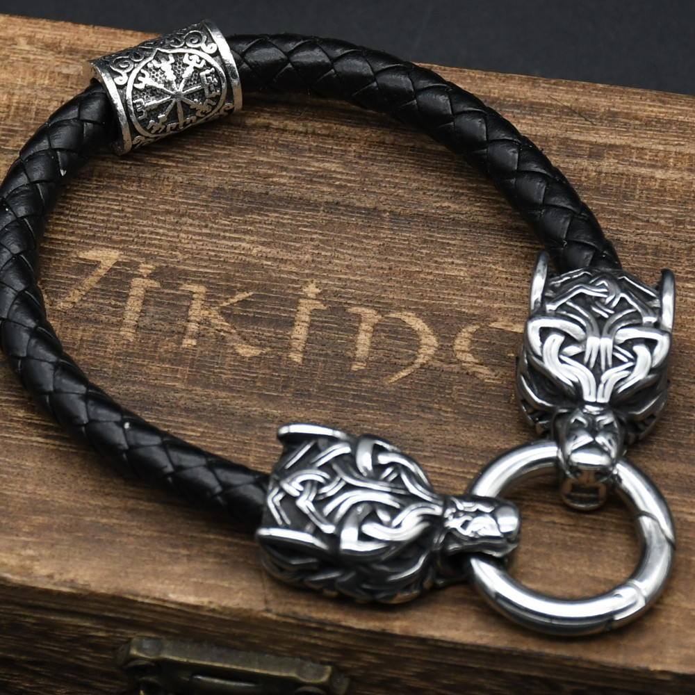 أساور رأس الذئب من الفولاذ الم - مراجعة Men Accessories Ring And Bracelet وسعره