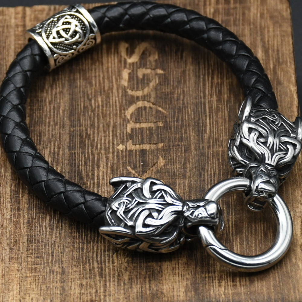 أساور رأس الذئب من الفولاذ الم - مراجعة Men Accessories Ring And Bracelet وسعره