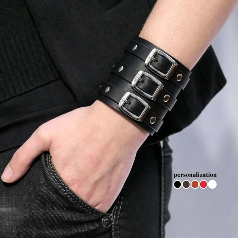 رباط ذراع جلدي للرجال، سوار ذر - مراجعة Men Accessories Ring And Bracelet وسعره